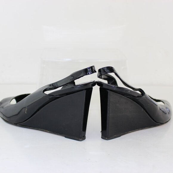 Miu Miu Patent Leather Slingback Peep Toe Wedges (EU 37 - US 6.5) - Picture 6 of 8
